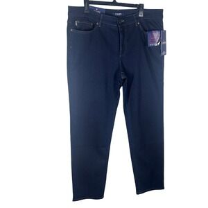 Chaps Womens Jeans 18W Straight Leg Dark Wash Fit Shape Sculpt Mid‎ Rise NEW